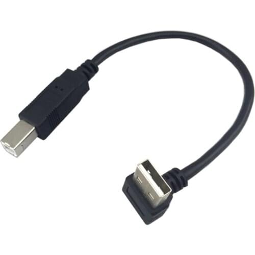 Up Angled 90 degree USB 2,0 connector type B connector cable for printer scanner hard disk 20cm with braid shield