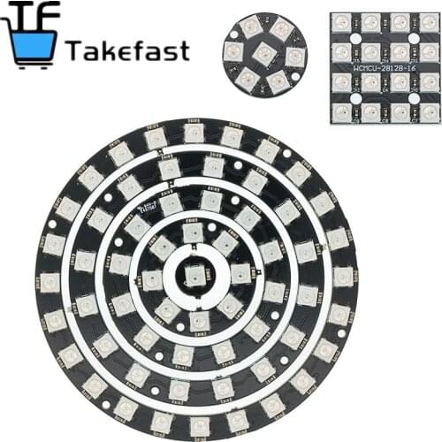 SX RGB LED Ring 1Bit 8Bit 12Bit 16Bit 24Bit WS2812 5050 RGB LED + Integrated Driver RGB LED Controller Module for Arduinos