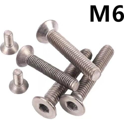 10PCS M6x8/10/12/16/20/25/30/35/50mm GB70.3 Titanium Screws TA2/GR2 Fastener Metric Titanium DIN7991 Countersunk head hex bolt