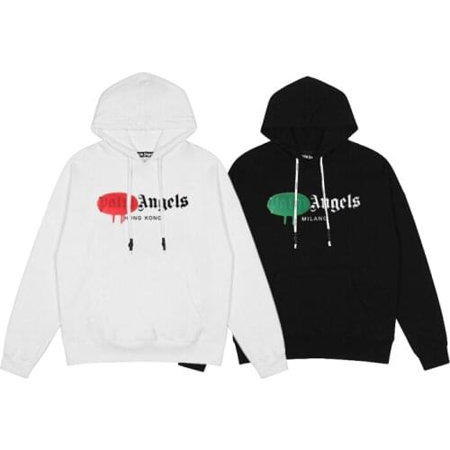 Palm Angels 22SS Letter Logo paint print Hooded sweatshirt with spray Men and women Trendy Casual Loose Sweatshirt Hooded Sweats