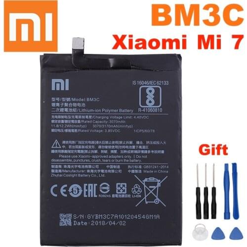 Xiaomi BM3C Battery For Xiaomi 7 Mi 7 Mi7 Orginal High Quality Replacement Phone Batteria akku 3070mAh Real Capacity