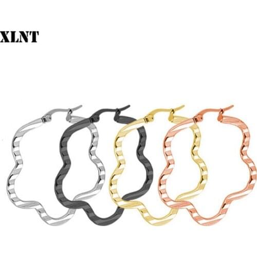 XLNT 2019 New Arrive Punk Rock Black Silver Gold Stainless Steel Circle Hoop Earrings Women Jewelry Accessory Female Brincos
