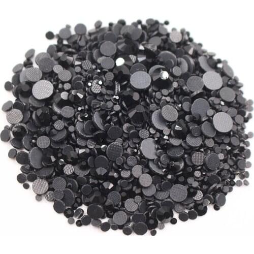 Crystals Strass Mix Size Black Round Flatback Iron On Rhinestones Fabric Stones Trim Crafts Hotfix Rhinestones For Clothes Gems