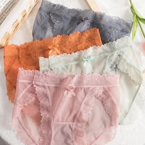 Q No Trace Ladies Panties Women Lace Underwear Cotton Breathable Briefs Female Lingerie Underpants