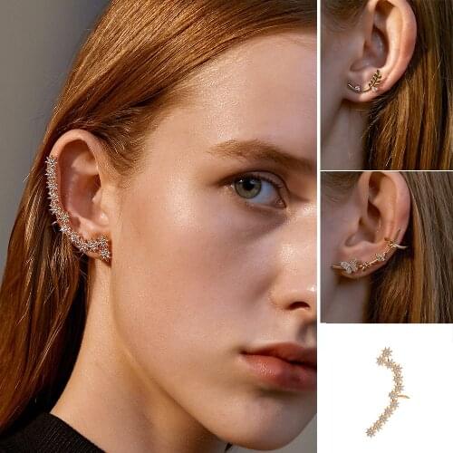 Star Butterfly Wheat Zircon Ear Bone Clip Unilateral Earrings for Women Korean Gentle Fashion Trend Jewelry Girls Gift New 2021
