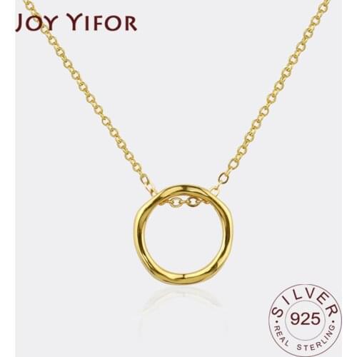 925 Sterling Silver Necklace Ladies Elegant Chain Necklace Fashion Circle Shape Sterling Silver Jewelry Round Necklace