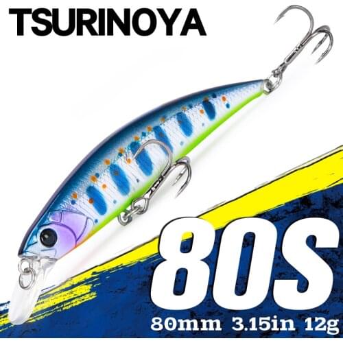 TSURINOYA Fishing Lure Sinking Minnow 80S 12g DW96 8cm Multi-color Rockfish Jerkbait Hard Bait Freshwater Saltwater Wobbler