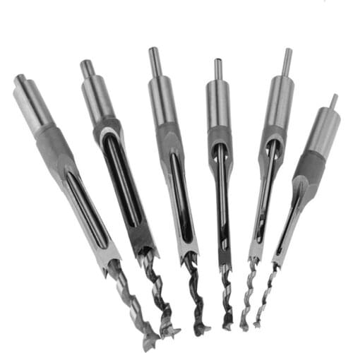 1Pcs HSS Square Hole Saw Mortise Chisel Wood Drill Bit with Twist Drill 6.4mm~16mm