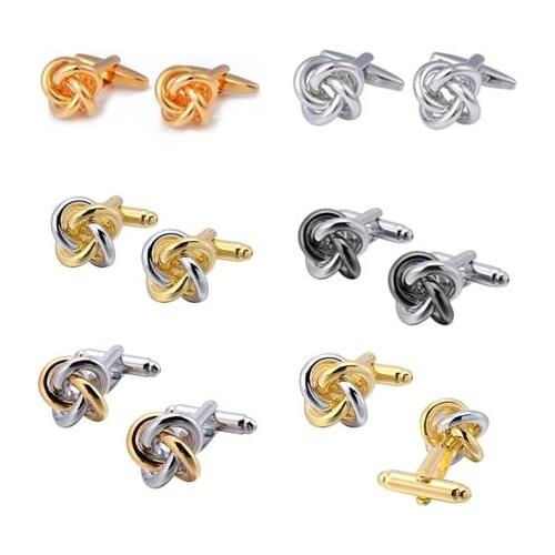 10pairs/lot Twist Rose Flower Cufflinks Double Color Plating Knot Cuff Links Gold/Gunblack Wedding/Business Gift Mens Jewelry