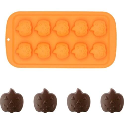 10 Grids Non-Stick Chocolate Mold 3D Halloween Pumpkin Candy Bar Baking Mold Home Diy Ice Cube Tray Kitchen Accessories