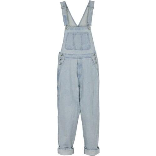 2021 Jeans Overalls Men Bib Denim Jumpsuits Slim Straight Big Pocket Coverall Pants Light Blue Trousers Large Size S - 5XL