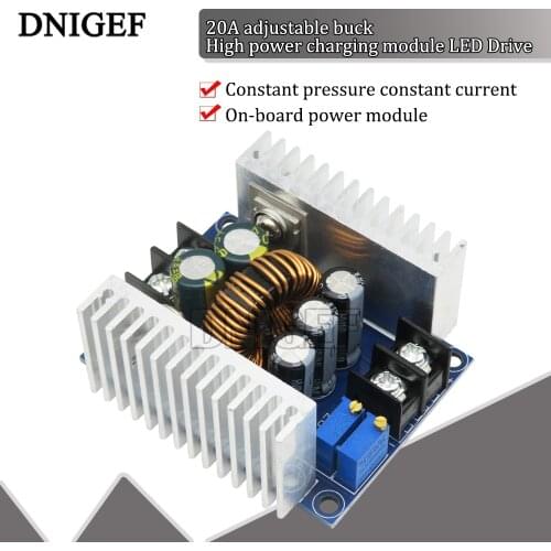 DNIGEF DC-DC 300W 20A Buck Converter Constant Current Adjustable Step Down Module DC 6-40V Power Voltage Board Short Circuit