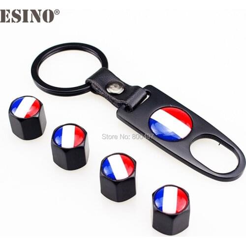 40 x Car Stainless Steel Zinc Alloy Wheel Tire Valve Stems Caps France National Flag l Universal Fit With Mini Wrench Key Chain
