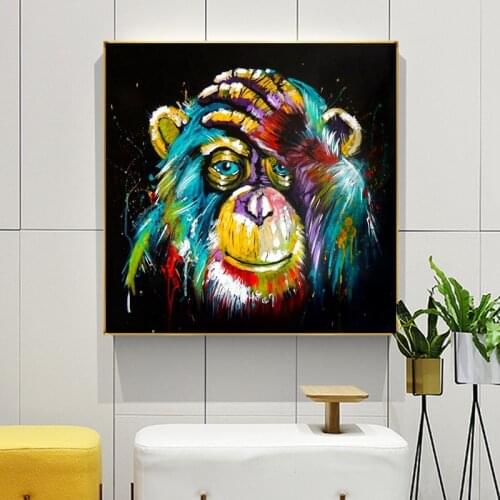 Thinking Watercolor Monkey Canvas Paintings on The Wall Art Posters and Prints Abstract Animals Wall Pictures Kids Room Decor