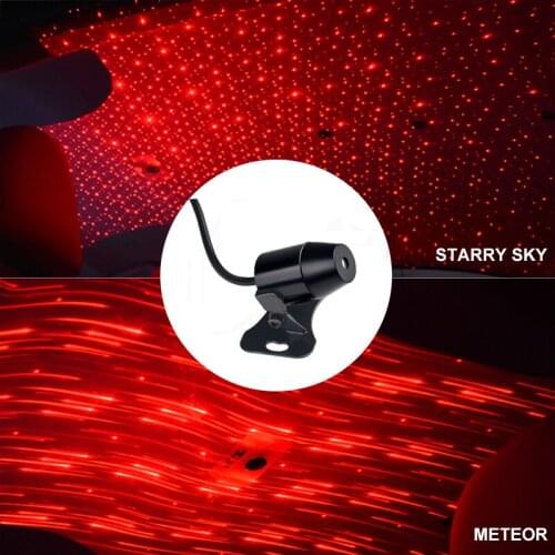 Car Atmosphere Lamp USB Interior Ambient Star Light Car Roof Decorative Light Remote Control Spotlight Voice Control LED Light