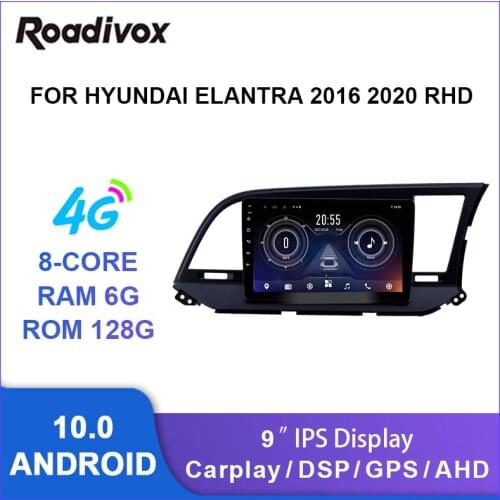 9" android 10.0 car radio video gps navigation player for HYUNDAI Elantra 2016 2020 RHD multimedia autoradio stereo head unit