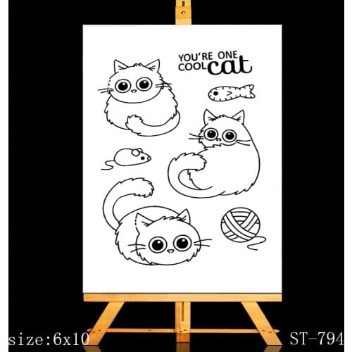 AZSG Cute cat Clear Stamps For DIY Scrapbooking/Card Making/Album Decorative Silicone Stamp Crafts