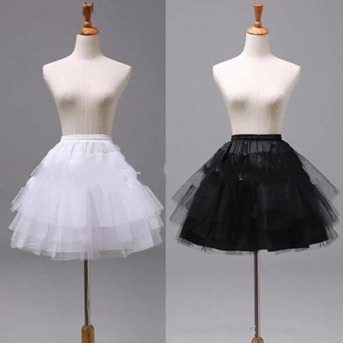 White Black Ballet Petticoat Tulle Ruffle Short Bridal Lolita Skirt Underskirt Jupon Sous Robe Accessories Undefined
