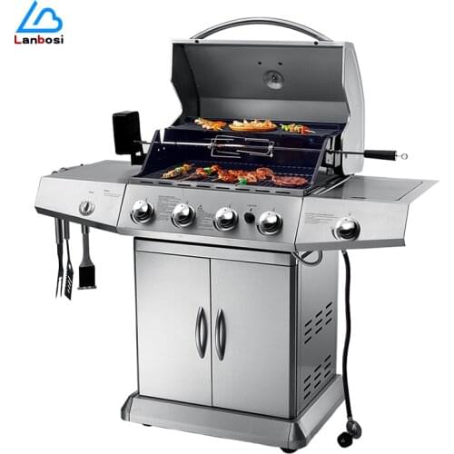 Large Stainless Steel Barbecue Grill Charcoal Gas Domestic Barbecue Grill Hotel Courtyard Outdoor BBQ Grill Truck
