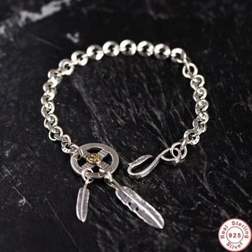 Jewelry men bracelets 925 silver colour bracelet personality Eagle feather model Cool men women jewelry charm bracelet boyfriend