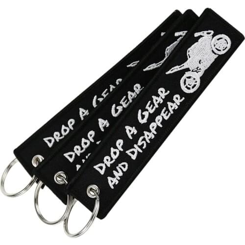 5PCS/LOT Motorcycle Key Chain Keychain for Cars Bijoux Embroidery Black White Drop A Gear Key Fob Car Chain Keychains llaveros