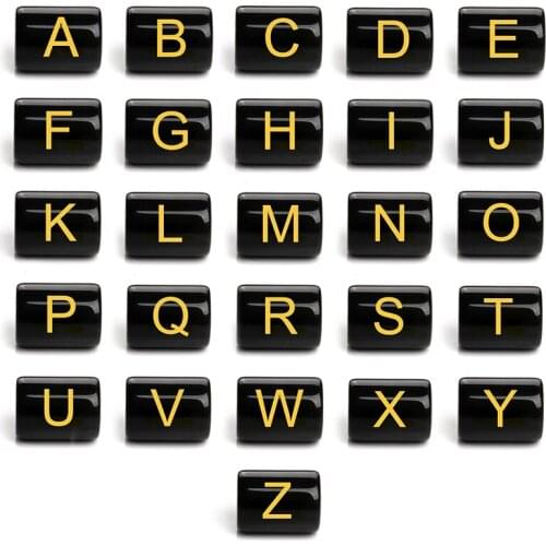 Wholesale 26 Letter Beads Black Glass Beads Loose Spacer Beads for Women Men Jewelry Making DIY Bracelet Necklace 10*13mm