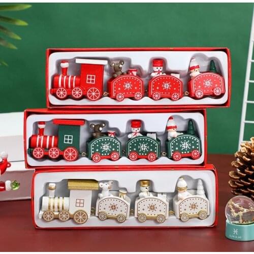 Wooden Little Train Marry Christmas Decoration for Home Christmas Ornaments Navidad Noel Xmas Gifts 2021 Happy New Year 2022