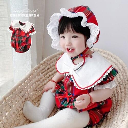 Baby Clothes Grid British Female Baby Romper Suit Red Wind Baby Climb Clothes Bodysuits Bodysuit For Newborns Baby Clothes