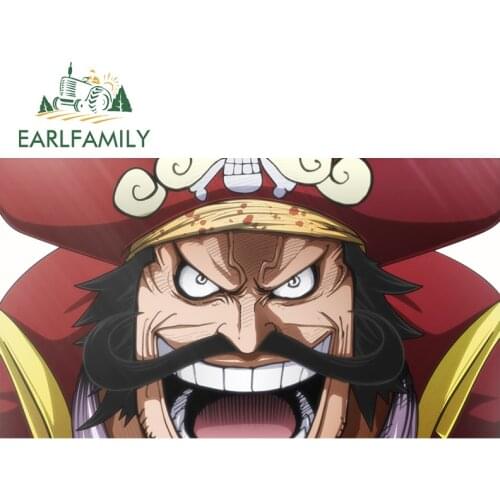 EARLFAMILY 13cm x 7.3cm for Gol D Roger Vinyl Car Stickers Anime Waterproof 3D Car Wrap Windows Personality Motorcycle Decal