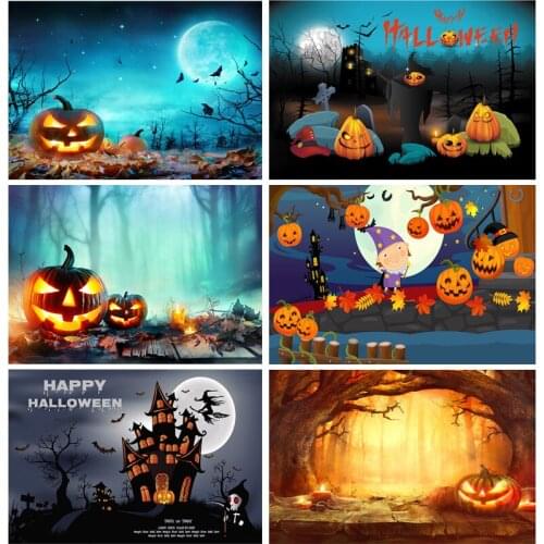 Halloween Backdrop Tombstone Castle Pumpkin Lantern Moon Baby Portrait Photography Background For Photo Studio Props 1911CXZM-57
