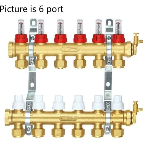 Underfloor Heating Manifold (6 Port) brass