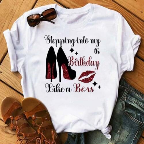 High Heels Fashion T-Shirt Women Casual Short Sleeve Tshirts Harajuku Black Girls Printed Tops Funny Happy Birthday Gift