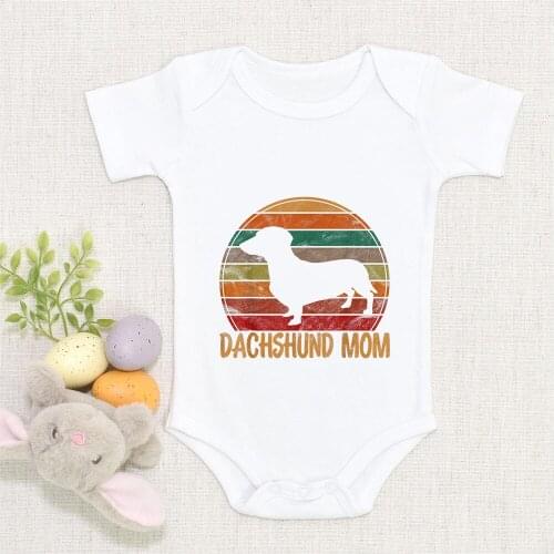Fashion Korean Trend Toddler Boy Bodysuit Dachshund Mom Funny Summer Newborn Clothes Fashion Streetwear Outdoor Casual Romper