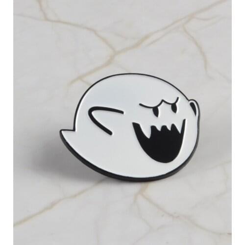 Cartoon Enamel Pin Boo White Fat Ghost Elfin Halloween Ball Lapel Brooches Badge Game Jewelry pin Accessories
