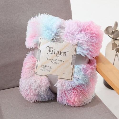 Soft Fur Thicken Blanket for Couch Long Shaggy Fluffy Bed Blankets Warm Cozy Toddler Coverlet