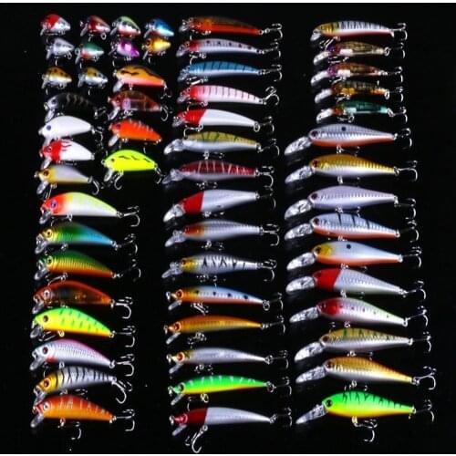 56Pcs/lot Fishing Lures Set Mixed Minnow Lure Bait Crank Bait Tackle Bass Lures Top Water For Fishing Lovers