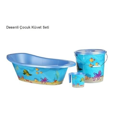 Northeaster 3 Piece Blue Baby Bathtub Set