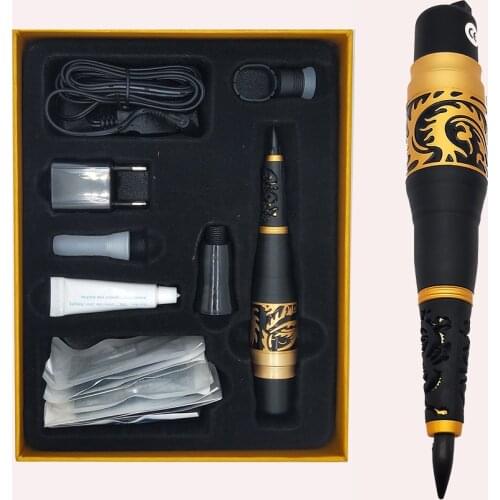 1 Set Professional Taiwan Gold Permanent Makeup Dragon Tattoo Machine Eyebrow/Eyeliner/Lip Cosmetic Tattoo Kits