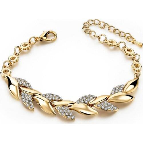 Luxury Bracelet Chains Golden Crystal Leaf Bracelet for Women 2021 Trend Fashion Jewelry Accessories Friends Gift Pulseras Mujer