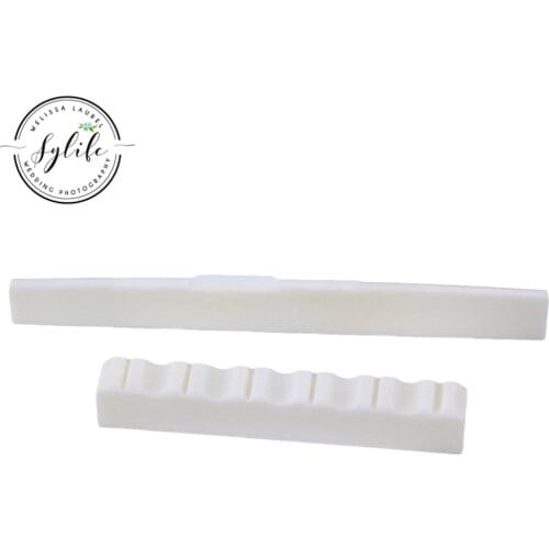 White Guitar Bone Bridge Saddle and 52mm Slotted Nut for Classical Guitar