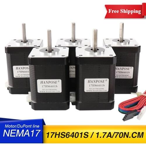 Nema 17 Stepper Motor 4-lead 60mm Nema17 Motor 70Ncm 1.7A 17HS6401S-D Motor 1m Cable for 3D Printer CNC XYZ Motor