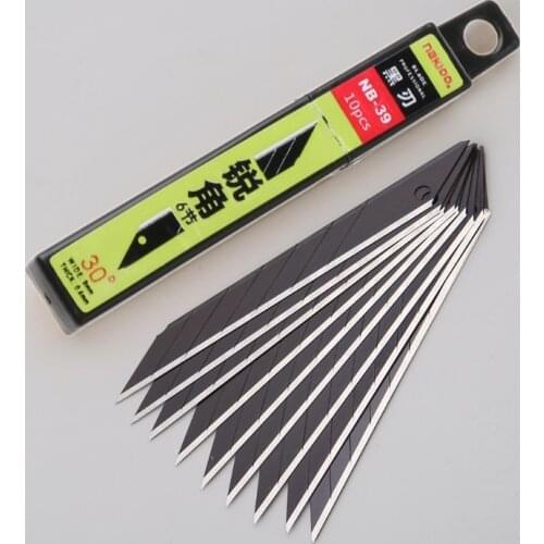 10pcs 30 Degrees Snap Off Replacement Razor Blades 9mm Shaving Blade Utility Knife Tools Carbon Steel NB-39 Drop Shipping