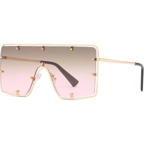 Oversized Rimless One Piece Sunglasses Women Goggle Vintage Rivets Sun Glasses Men Steampunk Square Eyewear UV400