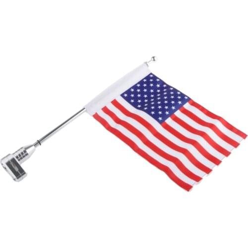 Sissy Bar Motorcycle Luggage Rack Flagpole Mount Kit and 10" x 6" USA Flag for Harley Sportster XL883 XL1200 X48