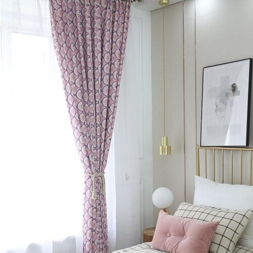 High quality curtain fabric solid color printing modern simple European style curtains printing curtains for Living Room Bedroom