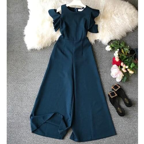 Women 2021 Summer Off Shoulder Wide Leg Pants Jumpsuits Female Overalls Sexy Party Jumpsuit Ladies Loose Elegant Rompers U197