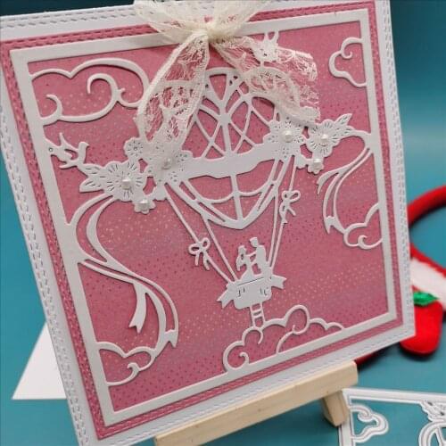 Wedding hot air balloon Greeting card cover Metal Cutting Dies Stitched DIY Scrapbooking Stamps Craft Embossing Die Cut Making