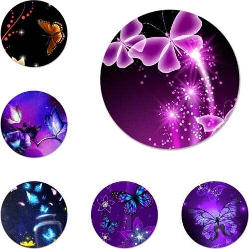 Butterfly on Roses Flower Icons Pins Badge Decoration Brooches Metal Badges For Backpack Decoration 58mm