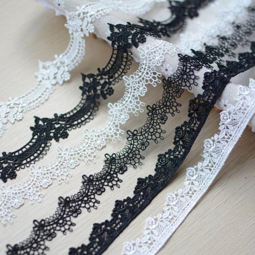 1M White Lace Fabric High Quality Width 2cm 3cm Black Lace Ribbon Trim Trimmings For Sewing Wedding Collar encajes dentelle L-38
