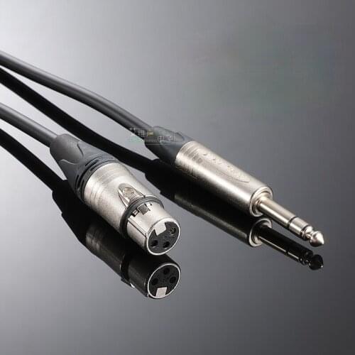1Pcs 6.35 to XLR male and female NEUTRIK plug balanced audio microphone cable ktv mixer connection L-2T2S HiFi